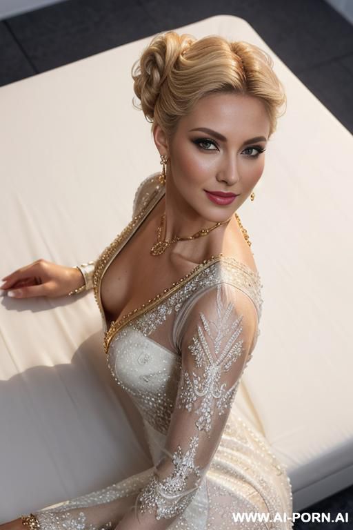 (gorgous sexy super model) (((above view))) ((laying down)), (perfect hourglass figure), (wide hips), perfect firm tits, (beautiful detaled face), (beautiful huge bright eyes) (strong dark eyeline), - #main