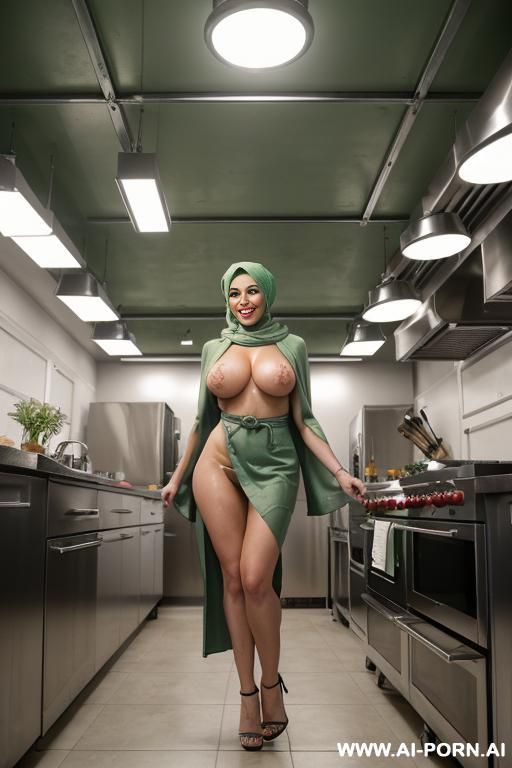submissive cheap whore goddess drenched in cum wearing arabic headscarf robe, wearing platform heels sandals in public streets with men with holy crucifix behind glowing - #main