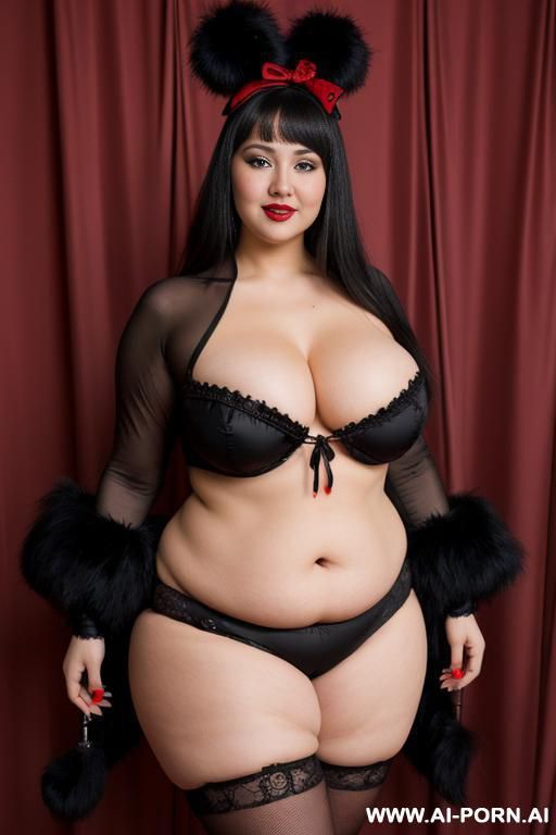 happy curvy russian chubby wife wearing b standing toplessblack - #main
