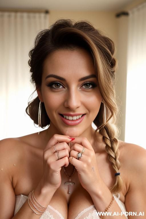 wet, ( necklace, bracelets, rings), looking at viewer, - #main