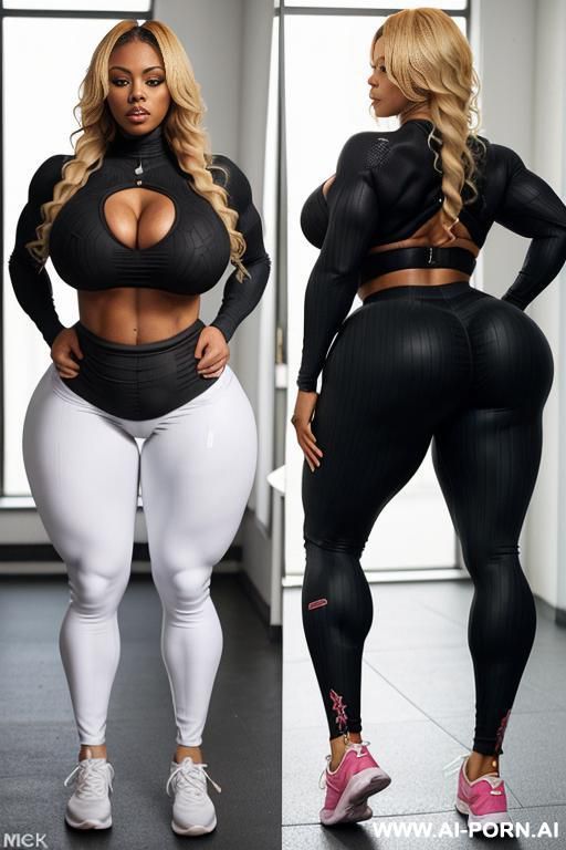 curvy milf woman, wild afro , narrow waist, saggy tits, ((wide hips)), big ass, round ass, (((thick thighs))), (((((woman with 3-inch thighs curvy model))))) (((big ass, round wide hips))), ((sport sneakers )) full side body view. - #main