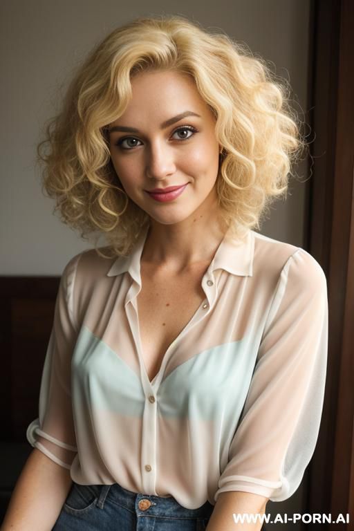open chiffon blouse, show her tits. - #main