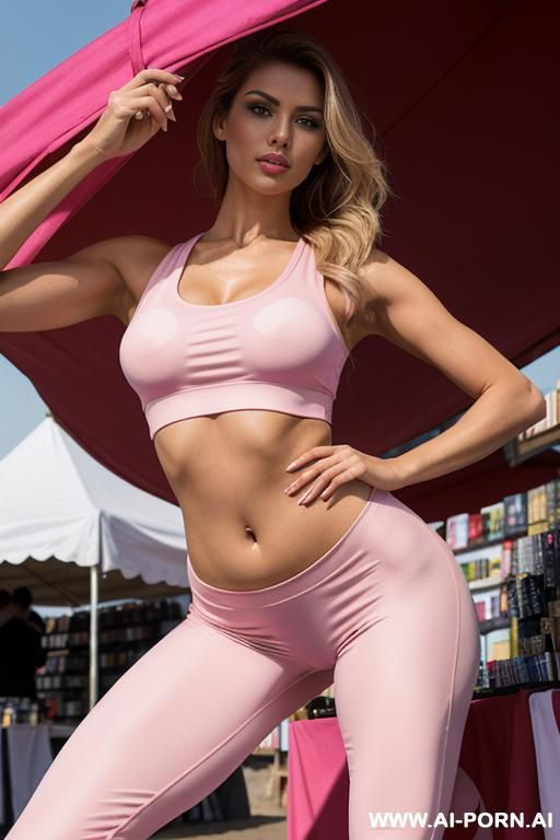 superskinny woman, walks through park with sport sneakers, sports sexy thong , pretty, bitty breasts, round ass ,full body view, very long legs, very tall sexy model ,(( color pink outfit)) ((very thigh clothes)) - #main
