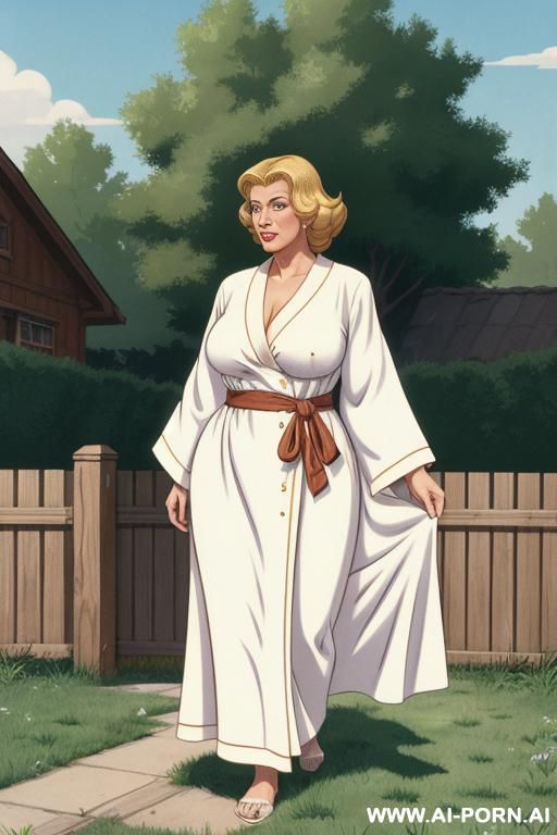 beautiful hand-drawn 2d animation style of the 140s–150s, in the spi_rit of di_sney or soviet animation from that era, w_arm sunny summer day in a quiet suburban backyard, portrait orientation, - #main