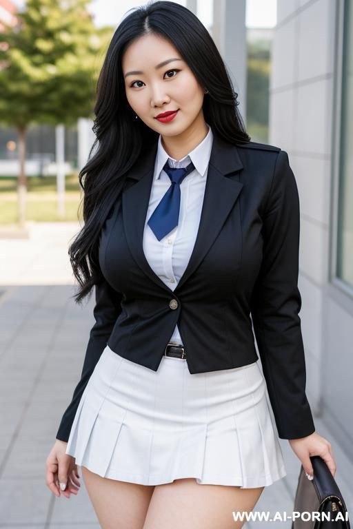 full shot. in a skirt. white skin. big thighs. in the bedroom. big thighs. tall. - #main
