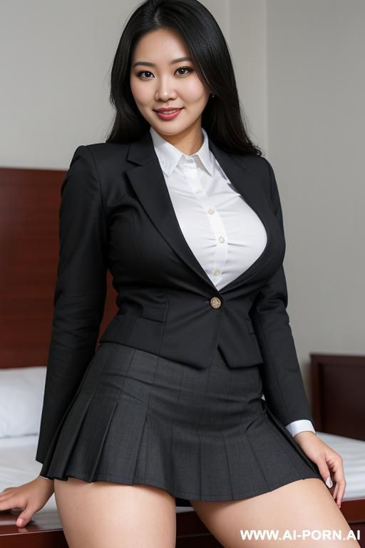 full shot. in a skirt. white skin. big thighs. in the bedroom. big thighs. tall. in the bed. - #main