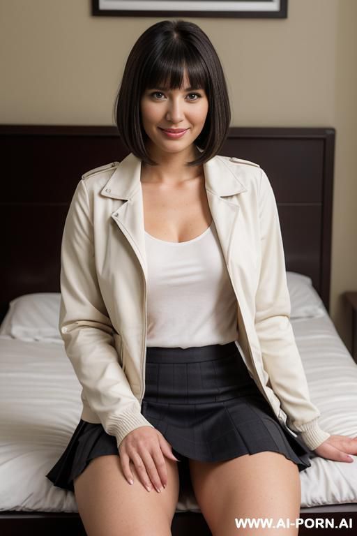 full shot. in a skirt. white skin. big thighs. in the bedroom. big thighs. tall. in the bed. naked trimmed pussy - #main