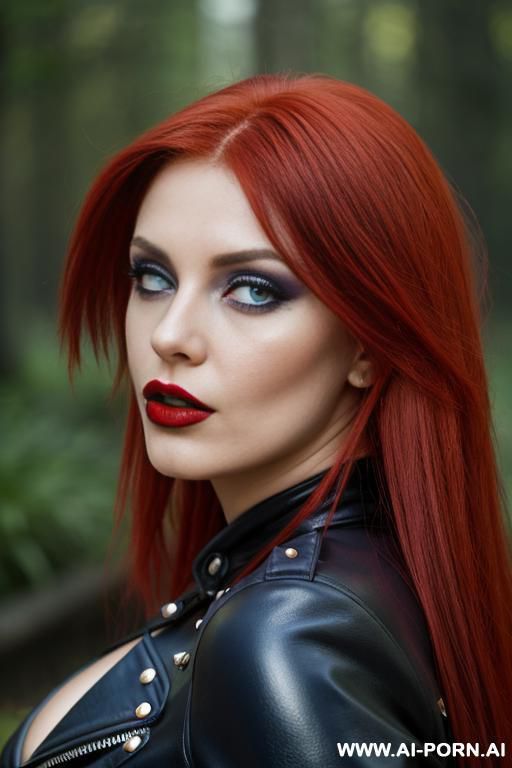 sexy pornstar multicolor hairs ginger brunette purple sexy goth cyber dreadlocks cyberpunk in red studded leather jacket big blue eyes big lips red lipstick goth makeup long bangs hairs side view wet lips slutty sexy lips beautifulface mysterious eyes - #main