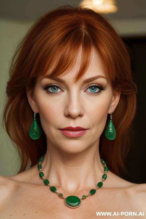 gorgeous mature face, narrow waist, round hips, long hair, full make up, necklace, earings, - #main