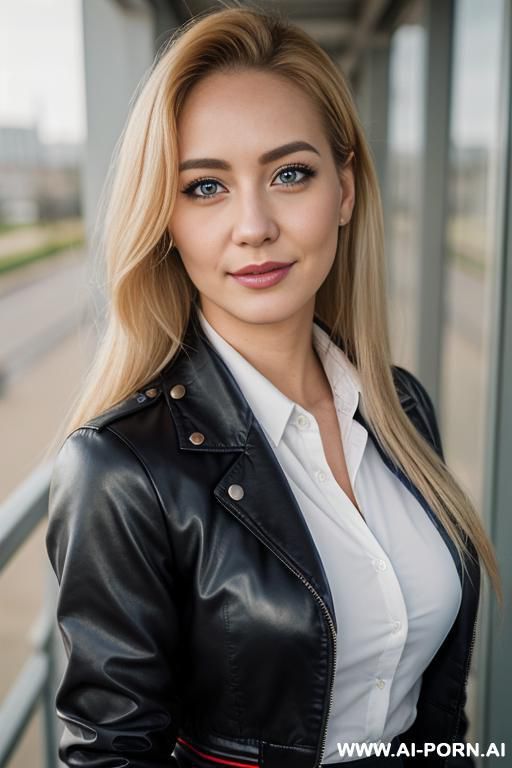 red leather blazer, model - #main