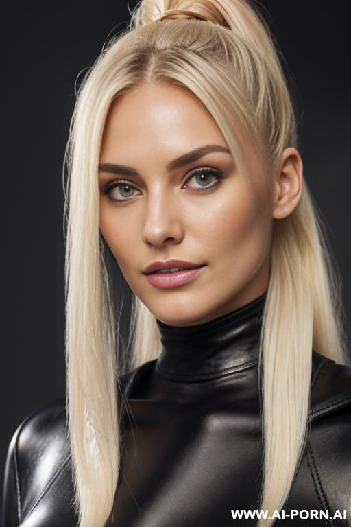 ((leather)), (beautiful), (supermodel), (eye contact), (soft seductive smile), (long silky hair), (perfect photo), (plump natural tits) - #main