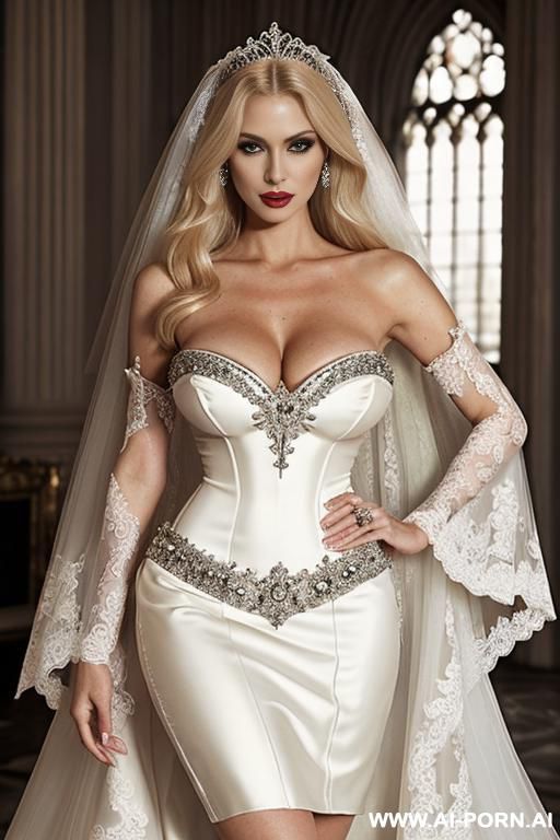 scylla cohne sexy blonde hair, topless and sexy skirt, (boobs falling out of the bridal skirt) - #main