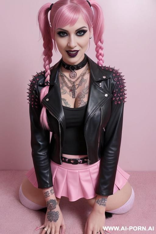 ((((tattooed goth gitl)))) with ((( tits))) and (((long hair))) getting fucked, ((((makeup)))) , (((riding a cock))) (((tight spiked black leather jacket))) (((screaming))) (((shaved pussy))) (((chains))) (((lying down))) - #main