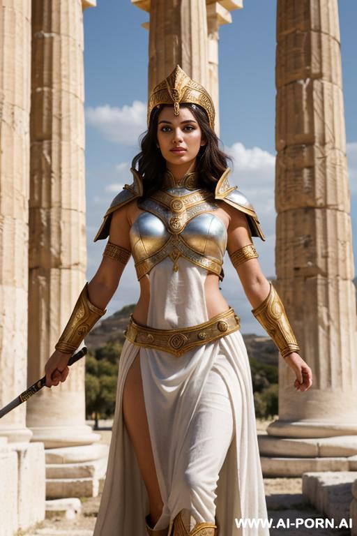 (front view), (looking at viewer), (eye contact), goddes athena, finely detail, ultra detailed face, highly detailed skin, healthy oiled skin, proud body pose, proud and exalted face, ideal athletic - #main