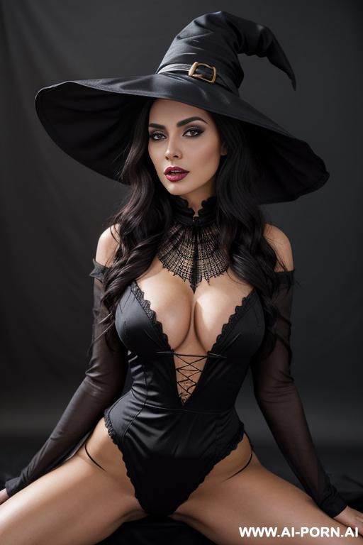 (hot busty witch) (keep face) (perfect hourglass figure) wide hips, amazing thick thighs, perfect booble butt, neat hairy pussy, (perfect firm boobs) (beautiful detailed face) big smokey eyes (eye - #main