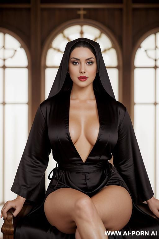 beautiful sexy nun (keep face) beautiful sexy body, amazing curvy thighs, neat hairy pussybombshell ((perfect model face)) beautiful big eyes, alluring smile, makeup, big plump lips, beautiful - #main