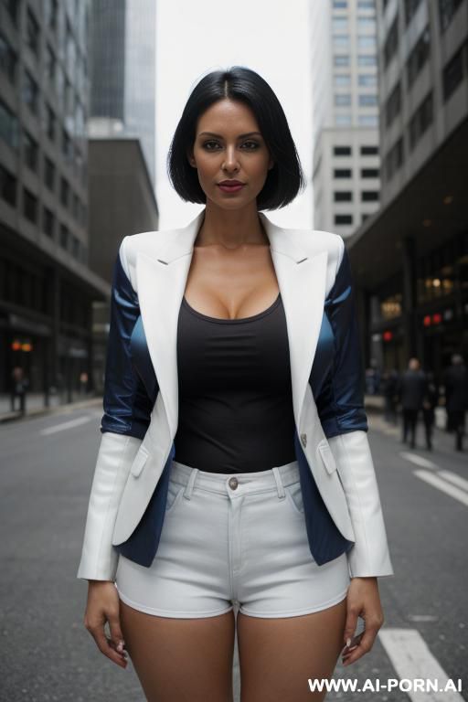 tall. black. blue jacket. white skin. big thighs. - #main