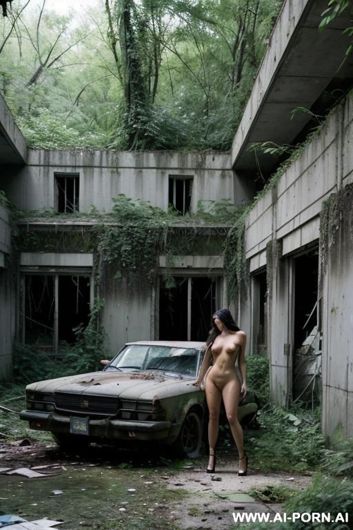 several females nude naked hooker sexy pornstar in abandoned overgrown wilderness pool mansion abandoned buiding graffitti rough concrete rubble wilderness overgrown forest hills concrete wall ruins rubble car recks - #main