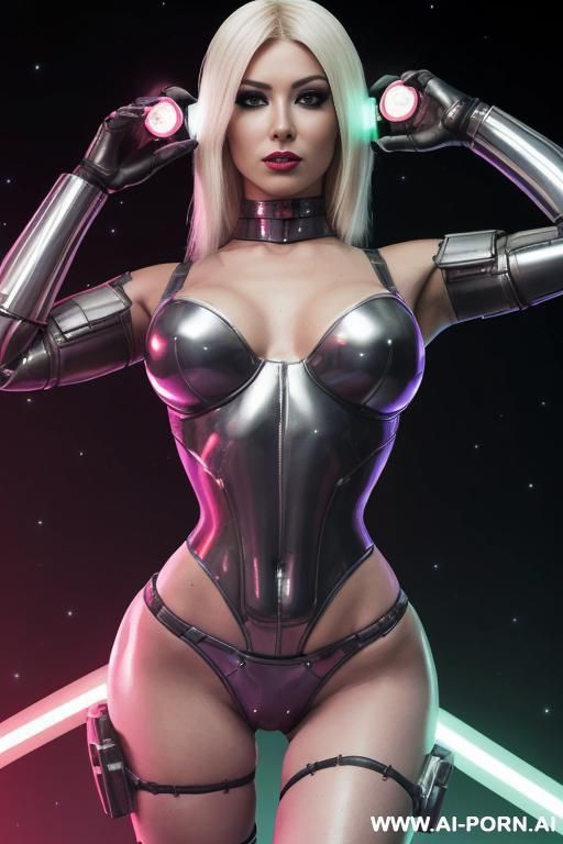 sci-fi soldier (front view) (keep face) hourglass figure, wide hips, muscular thighs, (looking at the viewer) (detailed face) beautiful sexy face, alluring smile (detailed skin) (detailed hands) sci-fi - #main