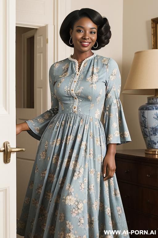 beautiful black-african woman; soft, voluptuous body; full breasts; wide hips; motherly appearance; wholesome; rich, deep brown skin; tight, long curly black hair; round face; soft brown eyes; broad - #main
