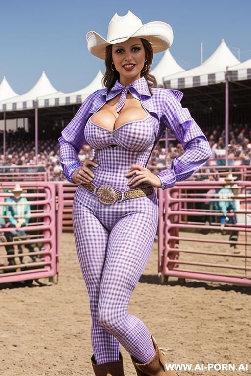 gigantic tits. light purple tight spandex compression suit. no cleavage. - #main