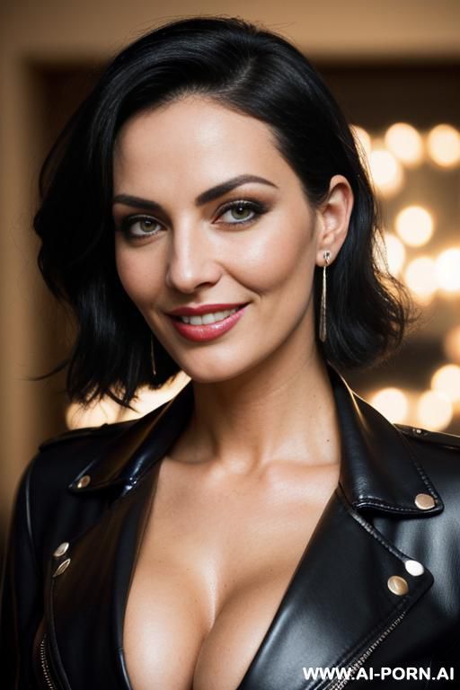 sexy milf (keep face) a brunette milf woman kisses with a guy in a spicy way, (perfect model face) bright eyes, alluring smile, beautiful detailed face, perfect firm boobs - #main