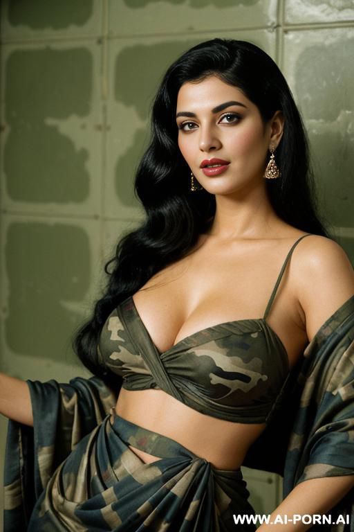 indian fifty years old blackhaired chubby queen in a luxurious sari is gently kissing a full naked fifty years old blackhaired full naked female servant with shaved vagina under the stars - #main