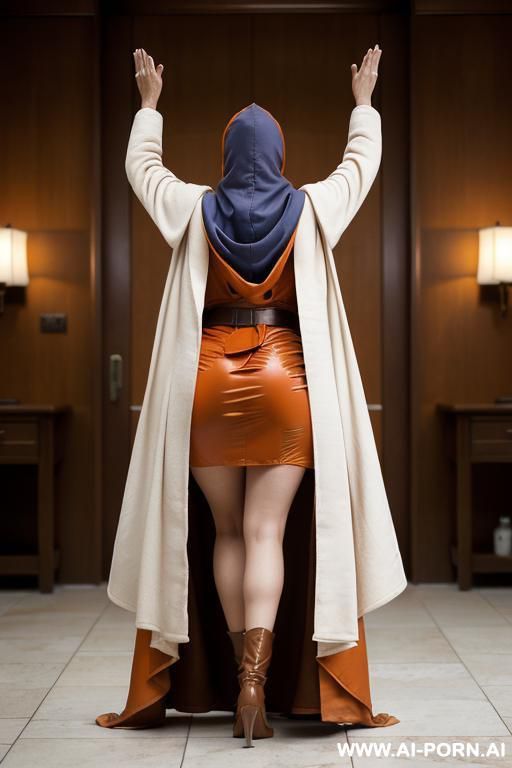 ultra realistic, ((from behind)), ((latex)), ((sweat body)), ((narrow waist)), ((totally naked)), ((korean woman)), ((white skin with slightly blue tint)), ((enormously natural heavy tits)), ((deep massive - #main
