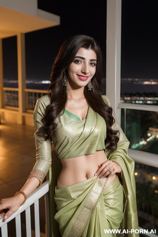 (urwa hocane), ((( pakistani ))), ((wedding sari)), (christmas), (modern monaco mansion), (big nose), ((smiling at the camera)), photorealistic, (ultra detailed photo), (hyper realistic photo), standing in - #main