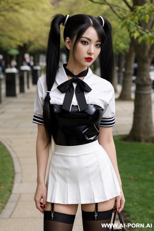 reduced chest, narrow chin, narrow back, bitty breast, choker, tinny, plane, tight forehead, nose, narrow lips, roundedy head, wrinkled face, slanted eye, slender, shorty ,confident woman ,(( ( long - #main
