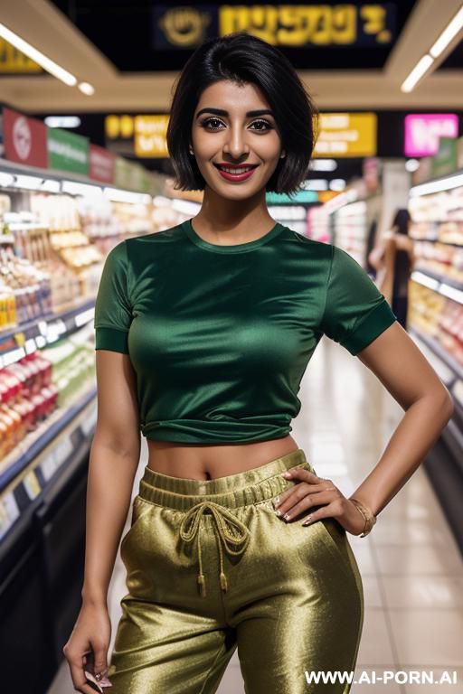 (urwa hocane), (((tanned punjabi ))), ((green short sleeve shirt, fancy jogger pants )), (christmas), (modern monaco mansion), (big nose), ((smiling at the camera)), photorealistic, (ultra detailed - #main