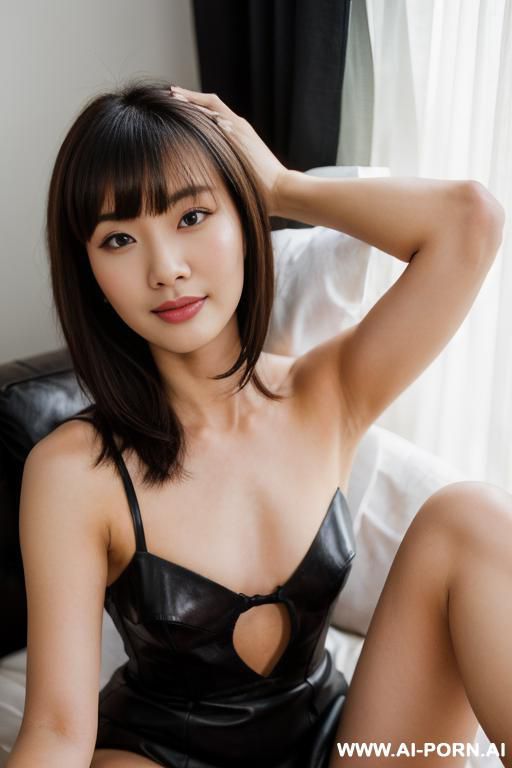 (korean idol) (bangs) (long messy hair) (nude) (stain on bed) (feet flush with head) legs open - #main