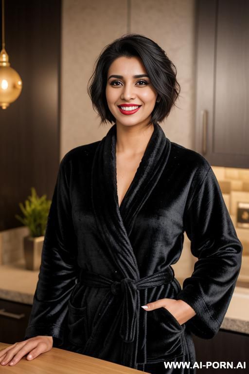 ((( pakistani ))), ((black bathrobe )), (christmas), (big nose), ((smiling at the camera)), photorealistic, (ultra detailed photo), (hyper realistic photo), standing in a modern manhattan penthouse, - #main