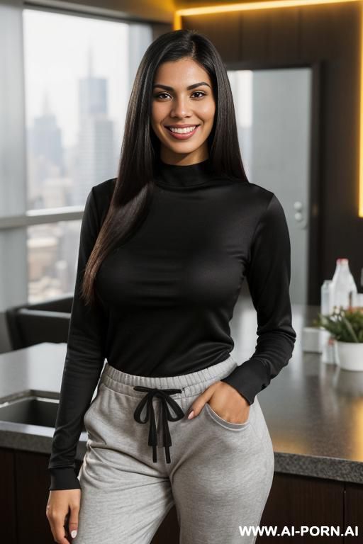 ((lanky)), ((( persian ))), ((black crew neck long sleeve shirt, joggers pants)), (christmas), (big full lips), ((smiling at the camera)), photorealistic, (ultra detailed photo), (hyper realistic photo), - #main