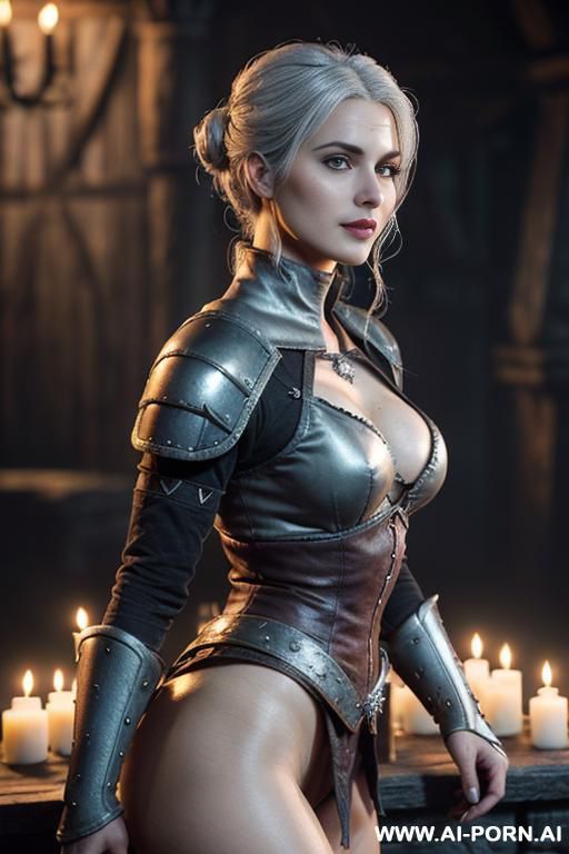 ((witcher princess ciri)) (keep face) (realistic look, super realistic) (frontal view) (full h image) (face and body to the viewer) (perfect hourglass figure), narrow waist, perfect round butt, - #main
