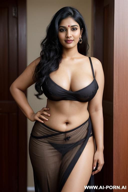 (pretty face), (natural plump breasts), (brown hard nipples), (soft seductive smile), (wide hips) (detailed face), (overcast day), (even lighting), (( south indian model )), ((traditional dress)) - #main