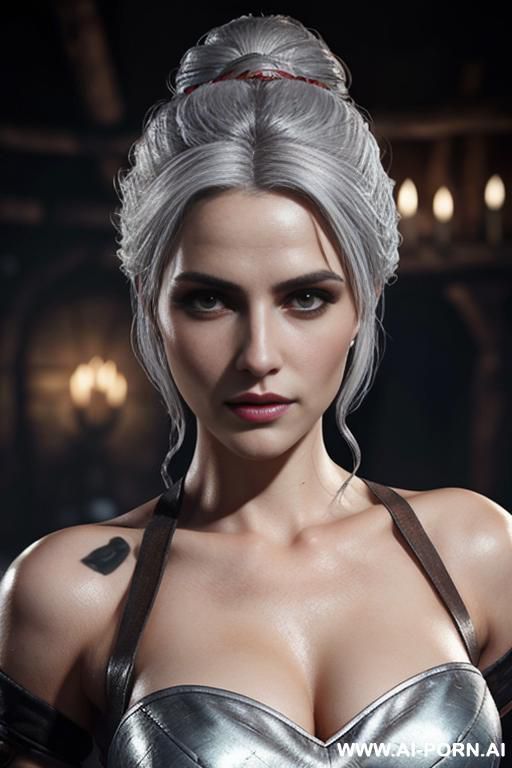 ((witcher princess ciri)) (keep face) (realistic look, super realistic) (frontal view) (full-length image) (face and body to viewer) (perfect hourglass figure) narrow waist, amazing muscular thighs, - #main