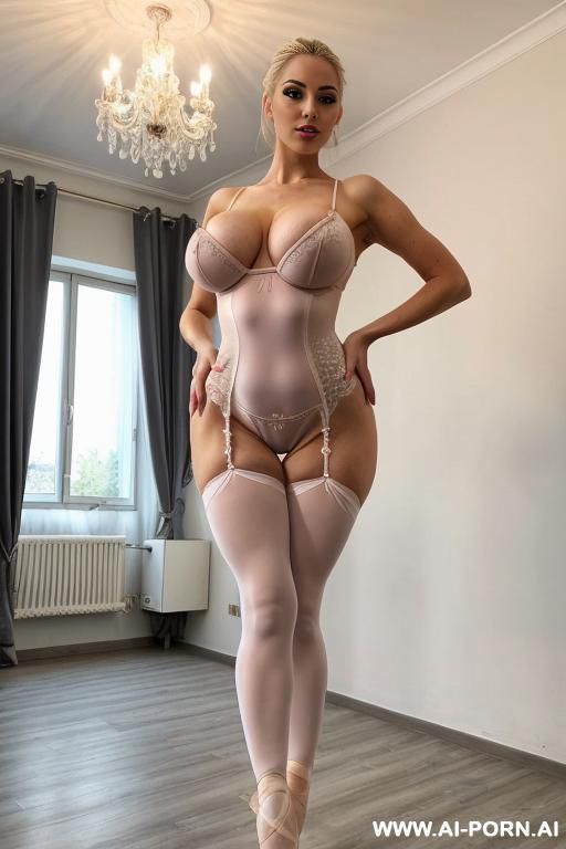 pornstar bimbo, hourglass body, bimbo lips, gigantic fake tits, teapered waist, cumslut, curvy body, sexy bimbo face, full body view, fully clothed, ((keep face)), ((keep body)), standing in mansion living room, - #main