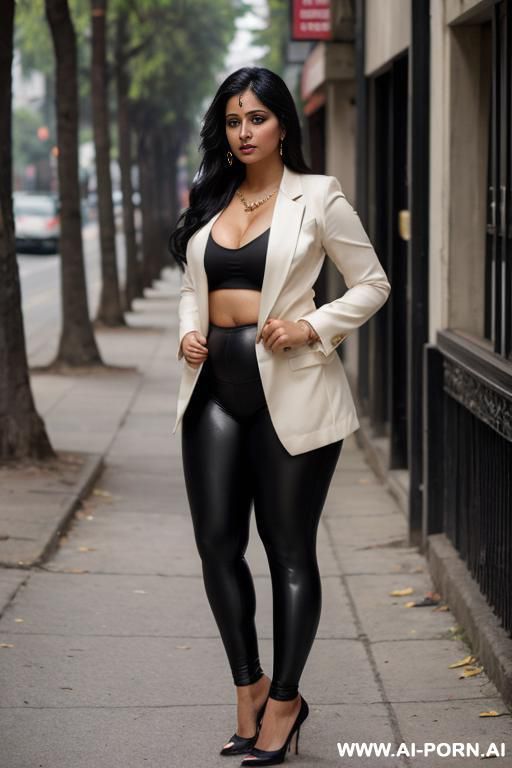 blazer, leggings, seductive, model face - #main