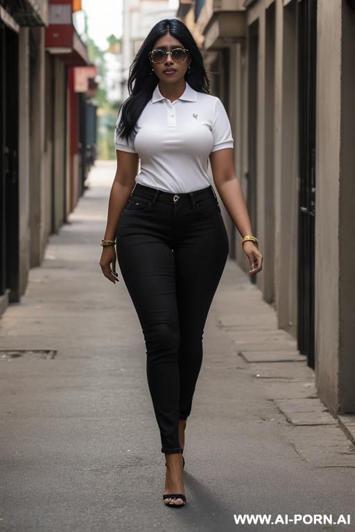 walking away, polo shirt, black skin tight jeans - #main