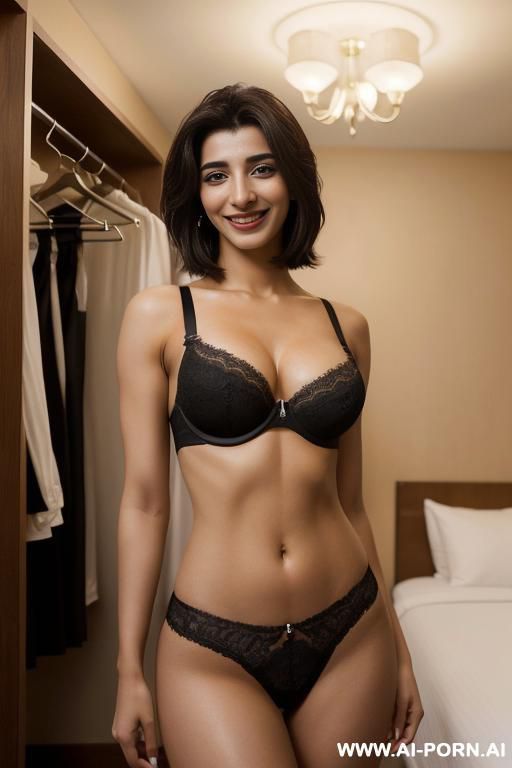 (black bra), (urwa hocane), ((( punjabi ))), (christmas ), (big nose), ((smiling at the camera)), photorealistic, (ultra detailed photo), (hyper realistic photo ), (standing in a fancy hotel room ) - #main