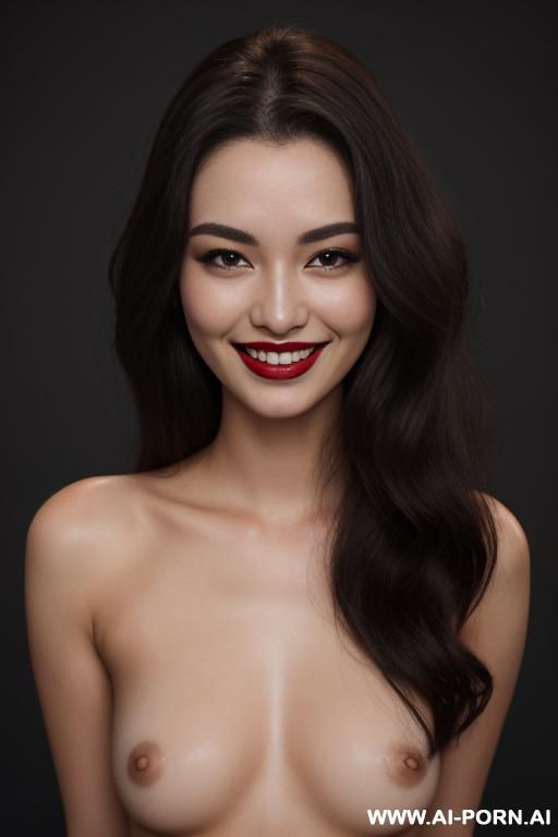 perfect face, dark lipstick, smile, realistic hip size, pacific, empty background color. - #main