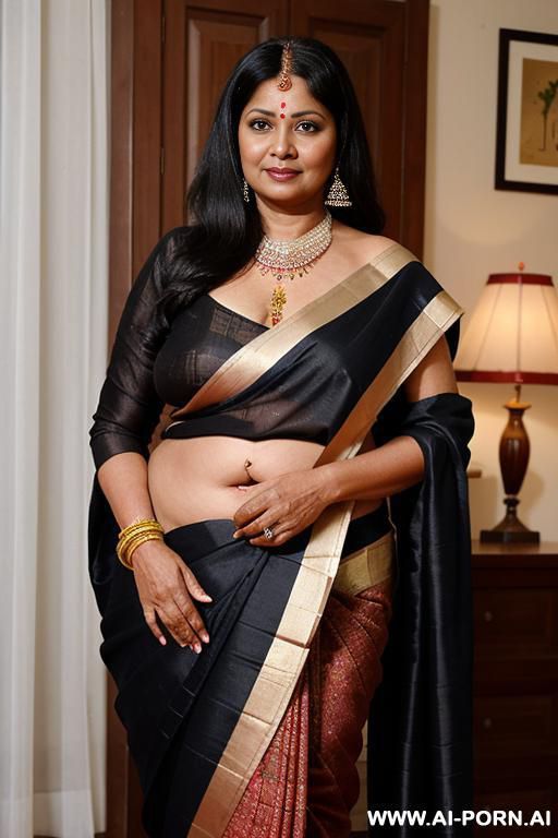 ancient indian chubby fifty years old black haired full naked female servant with shaved vagina is exposed to the viewer by her indian fifty years old black haired queen in a traditional sari - #main
