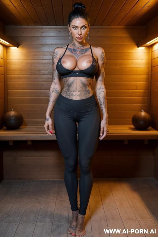 nude (very tall woman)), (woman all in view), full body, ((gigantic round fake big peach boobs)), licking, spread legs, (skinni naked), enjoying promiscuity, showing ass hole, topless, keep same - #main