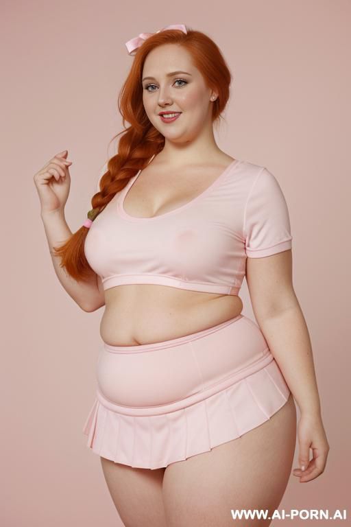 (((half body photo shot close up))). a (((british obese fat bbw redhead))), ((thick body, with tummy and love handless)). lingerie garter belt top. (((dinamyc angle))) - #main