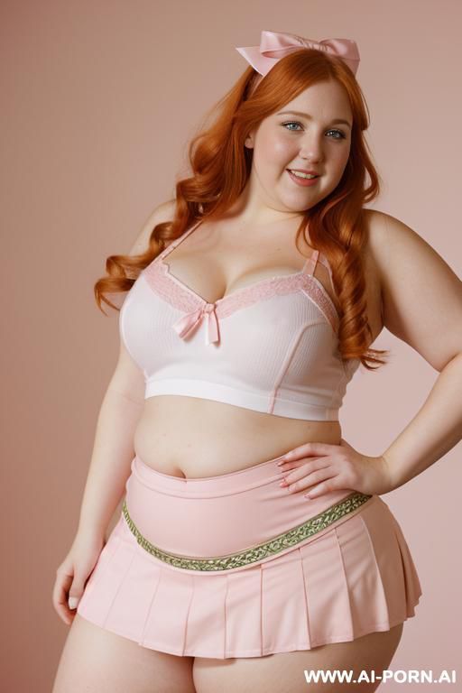 (((half body photo shot close up))). a (((british, very, very obese fat bbw redhead))), ((thick body, with tummy and love handless)). lingerie garter belt top. (((dinamyc angle))) - #main
