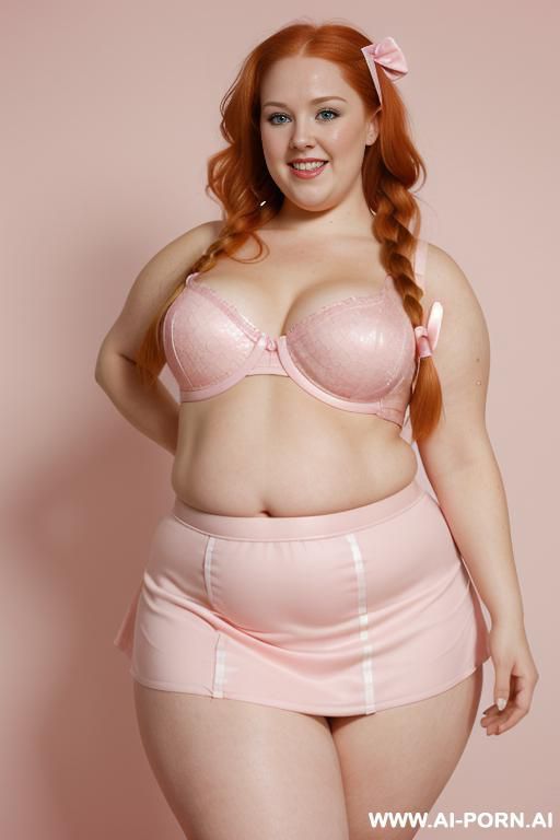 (((half body photo shot close up))). a (((british, very obese fat bbw redhead))), ((thick body, with tummy and love handless)). lingerie garter belt top. (((dinamyc angle))) - #main