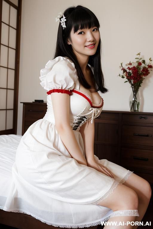 in the bedroom, white skin, tall, bangs - #main