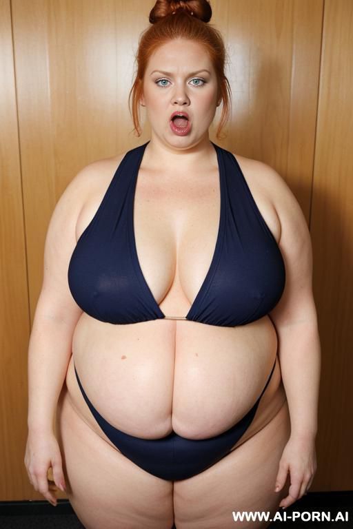 fat saggy boobs, huge nipples, very hairy pussy, chubby face, hold her cock in her hand, wide hips, open mouth, stuck tongue out, bulky, large shoulders - #main