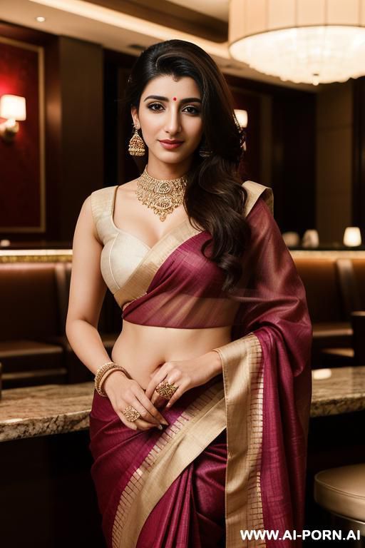 (fancy wedding sari ), (urwa hocane), (((indian ))), (christmas ), (big nose), ((looking at the camera)), photorealistic, (ultra detailed photo), (hyper realistic photo ), (standing in a fancy hotel - #main